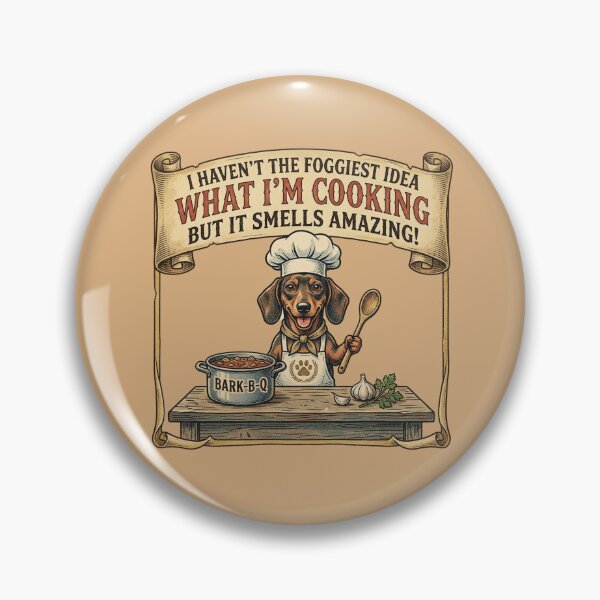 Item preview, Funny Vintage Dachshund Chef - Bark-B-Q Gourmet Dog Meme designed and sold by FootprintofLove.