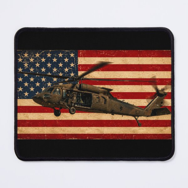 Item preview, UH-60 Black Hawk Helicopter Vintage Worn American Flag designed and sold by MilitaryMart.