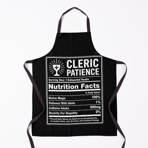 Item preview, Cleric Nutrition Facts (White) - Funny RPG Healer Stats Meme designed and sold by Dice_Goblin_Studio.