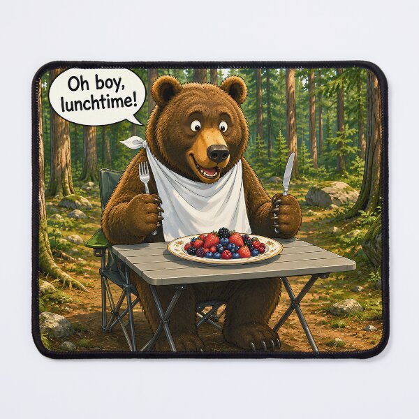 Item preview, Oh Boy, Lunchtime! Funny Bear Cartoon designed and sold by AnimalMarvels.