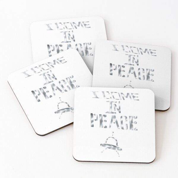 Item preview, I Come In Peace – Chrome UFO Alien Typography designed and sold by RON-FASHION.