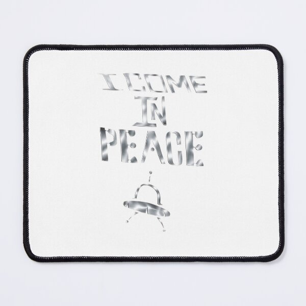 Item preview, I Come In Peace – Chrome UFO Alien Typography designed and sold by RON-FASHION.
