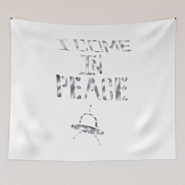 Item preview, I Come In Peace – Chrome UFO Alien Typography designed and sold by RON-FASHION.