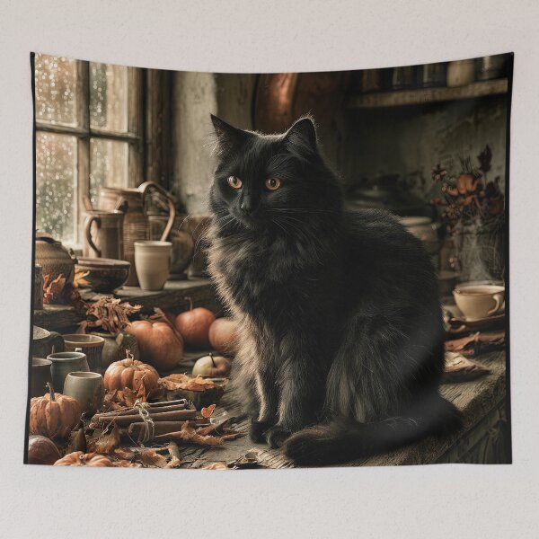 Item preview, Black Cat on a Rainy Autumn Morning designed and sold by Erika Kaisersot.