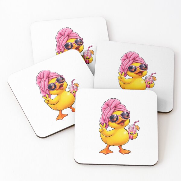 Item preview, Happy Spa Duck Sticker - Cute Duckling Pink Towel Sunglasses Drink designed and sold by Expats Studio.