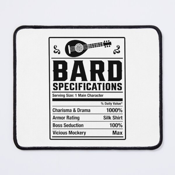 Item preview, Bard Nutrition Facts - Funny RPG Charisma Stats Meme designed and sold by Dice_Goblin_Studio.