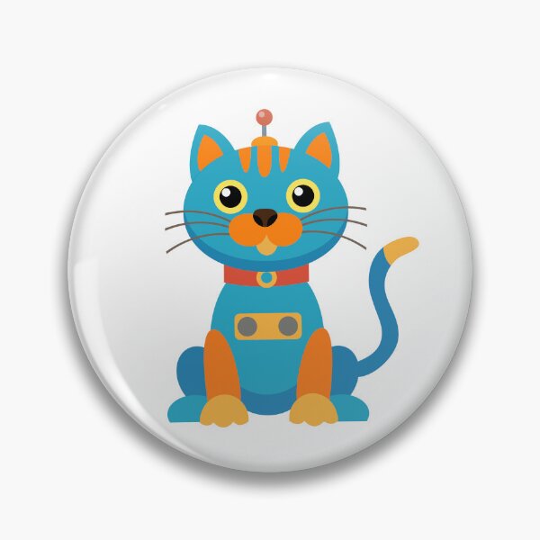Item preview, Cute Robot Cat Blue and Orange Mechanical Kitty designed and sold by ElenMart.