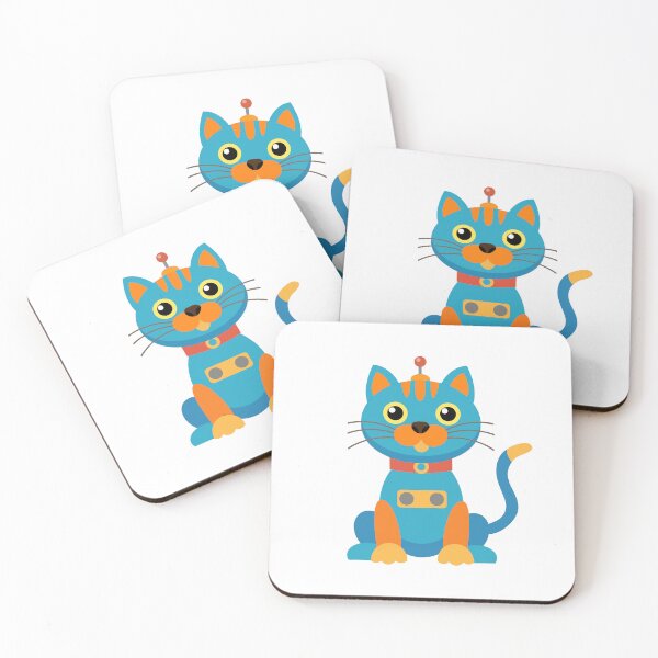 Item preview, Cute Robot Cat Blue and Orange Mechanical Kitty designed and sold by ElenMart.