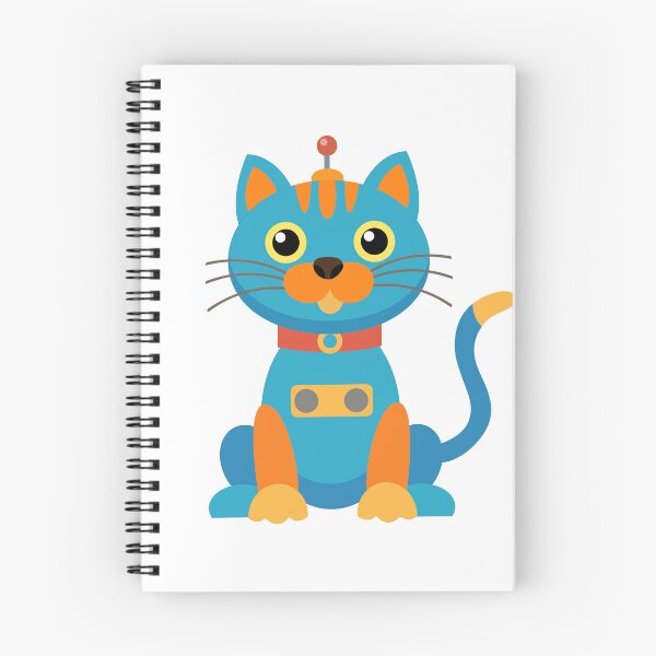 Item preview, Cute Robot Cat Blue and Orange Mechanical Kitty designed and sold by ElenMart.