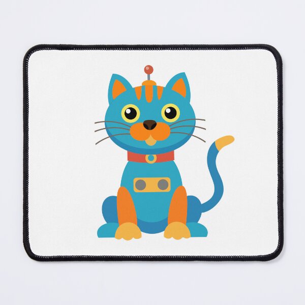 Item preview, Cute Robot Cat Blue and Orange Mechanical Kitty designed and sold by ElenMart.