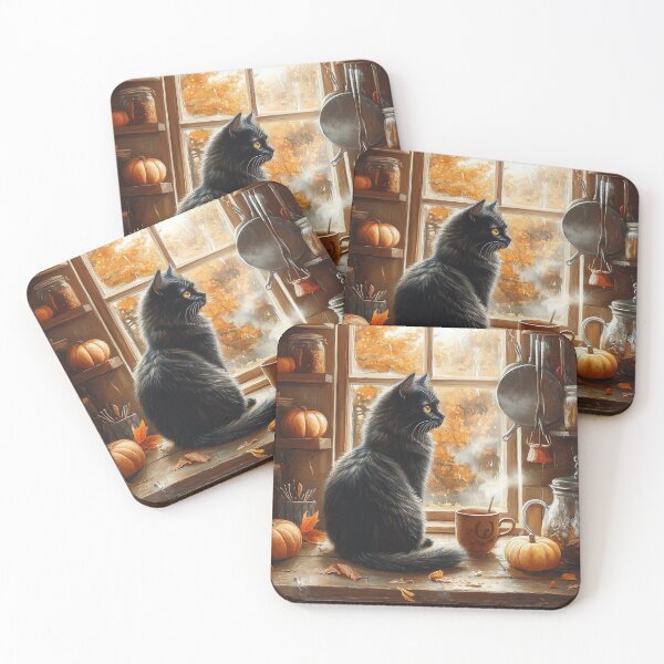 Item preview, Black Cat Watching the Autumn Rain designed and sold by Erika Kaisersot.