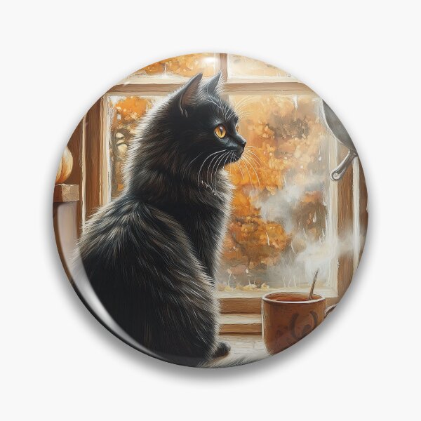 Item preview, Black Cat Watching the Autumn Rain designed and sold by Erika Kaisersot.