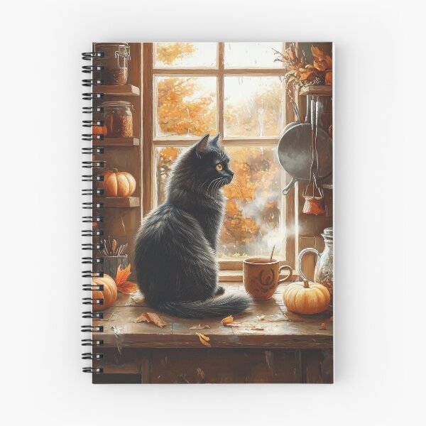 Item preview, Black Cat Watching the Autumn Rain designed and sold by Erika Kaisersot.