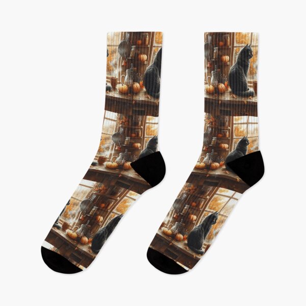 Item preview, Black Cat Watching the Autumn Rain designed and sold by Erika Kaisersot.