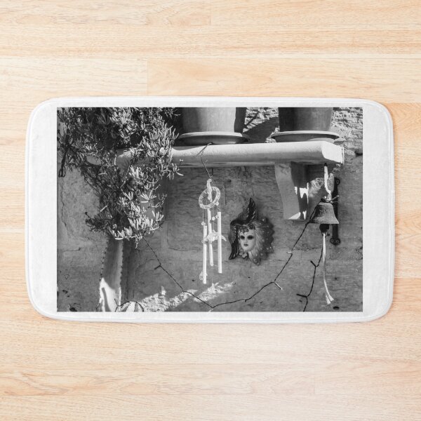 Item preview, Rustic Wall Decor With Ceramic Mask, Wind Chime, Bell and Potted Plants in Black and White designed and sold by Nmallia.