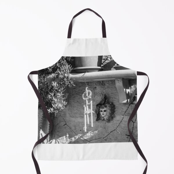 Item preview, Rustic Wall Decor With Ceramic Mask, Wind Chime, Bell and Potted Plants in Black and White designed and sold by Nmallia.