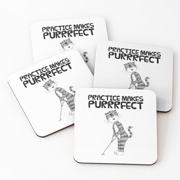 Item preview, Cat Playing Golf (Putter), Practice Makes Purrrfect, Golfer Funny designed and sold by doodlerob.