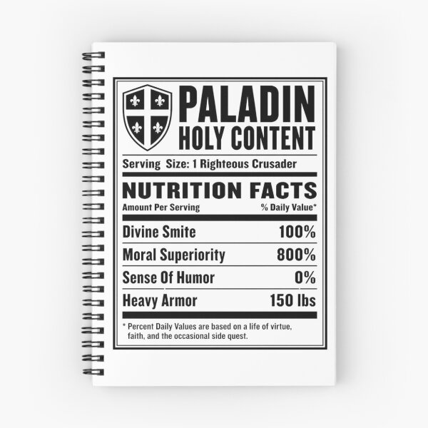 Item preview, Paladin Nutrition Facts - Funny RPG Crusader Stats Meme designed and sold by Dice_Goblin_Studio.