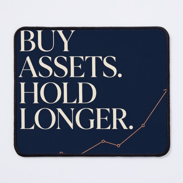 Item preview, BUY ASSETS HOLD LONGER — Minimalist Financial Editorial Poster designed and sold by Zaramodo.