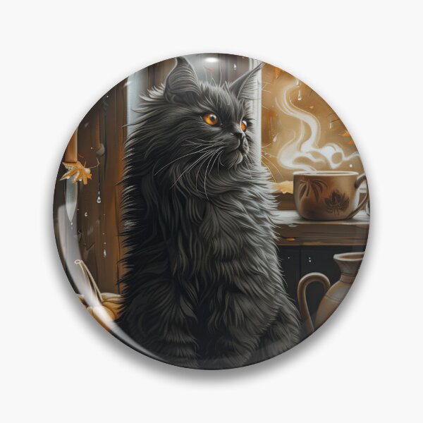 Item preview, Fluffy Black Cat by the Autumn Window designed and sold by Erika Kaisersot.