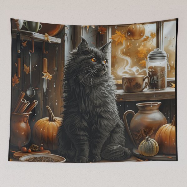 Item preview, Fluffy Black Cat by the Autumn Window designed and sold by Erika Kaisersot.