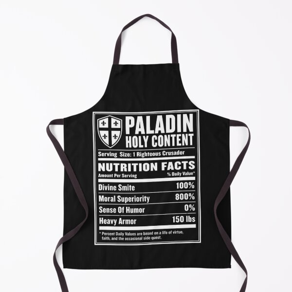 Item preview, Paladin Nutrition Facts (White) - Funny RPG Crusader Stats Meme designed and sold by Dice_Goblin_Studio.