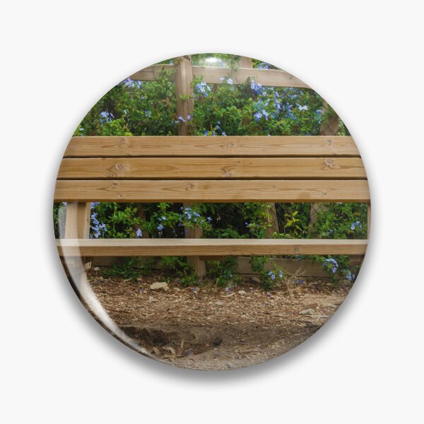Item preview, Wooden Bench in a Peaceful Garden Surrounded by Purple Flowers and Shrubs designed and sold by Nmallia.
