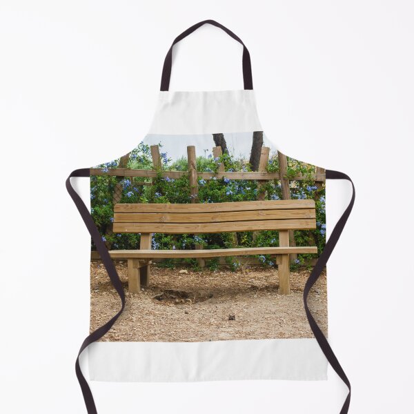 Item preview, Wooden Bench in a Peaceful Garden Surrounded by Purple Flowers and Shrubs designed and sold by Nmallia.