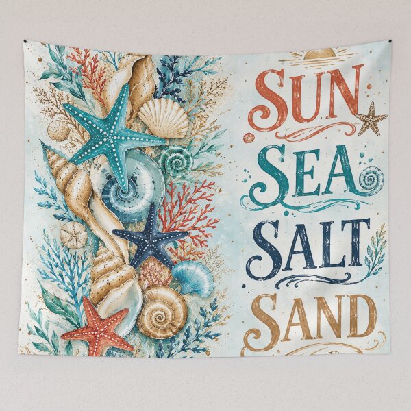 Aperçu de l'œuvre Sun Sea Salt Sand Coastal Summer Beach Quote créée et vendue par cameleon style.