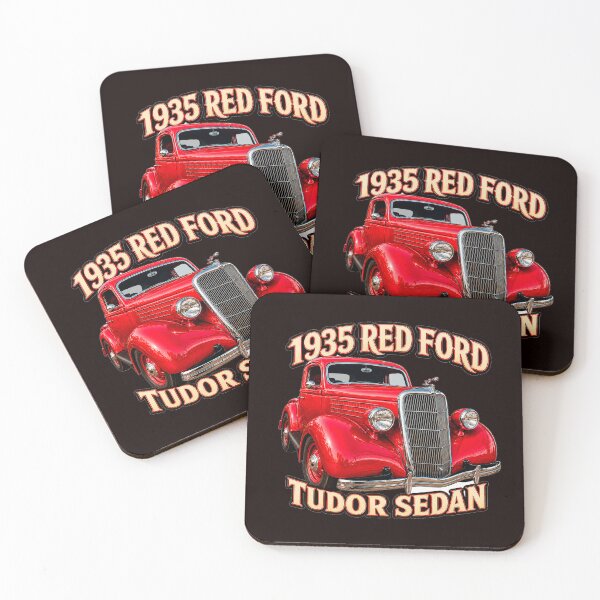 Item preview, 1935 Red Ford Tudor Sedan Classic Car designed and sold by TZehrfeldPhotos.