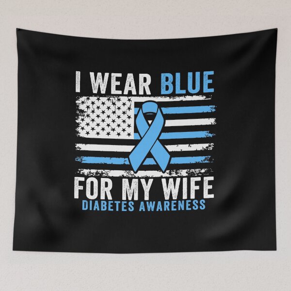 Item preview, I Wear Blue For My Wife Diabetes Awareness Blue Ribbon Spouse Support designed and sold by 76Valeria.