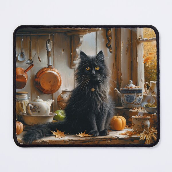 Item preview, Black Cat in the Golden Autumn Kitchen designed and sold by Erika Kaisersot.