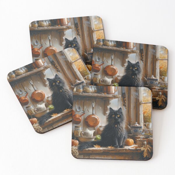 Item preview, Black Cat in the Golden Autumn Kitchen designed and sold by Erika Kaisersot.