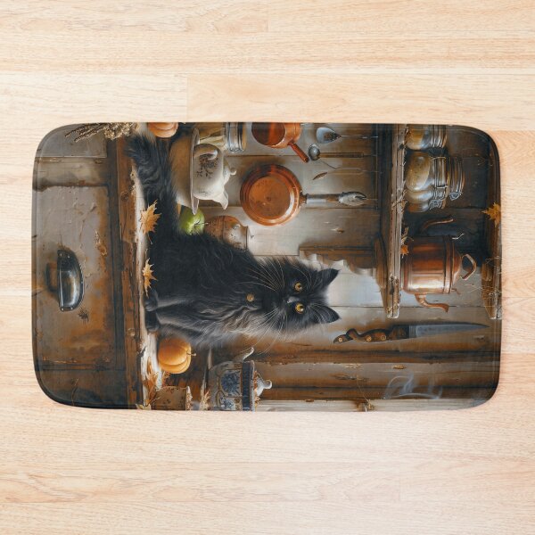 Item preview, Black Cat in the Golden Autumn Kitchen designed and sold by Erika Kaisersot.
