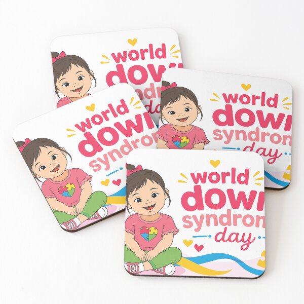 Item preview, World Down Syndrome Day banner with happy girl, colorful puzzle pieces and awareness symbols designed and sold by JrNergal.