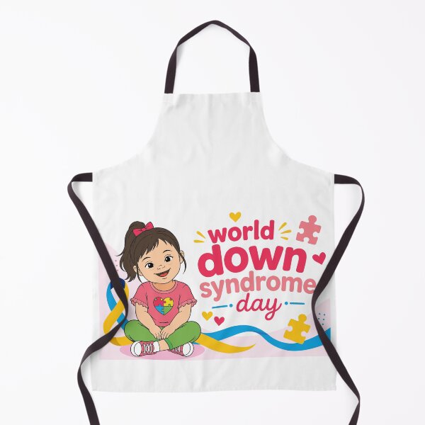 Item preview, World Down Syndrome Day banner with happy girl, colorful puzzle pieces and awareness symbols designed and sold by JrNergal.