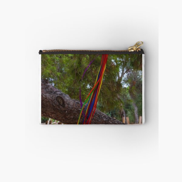 Item preview, Colorful Ribbons Hanging on Tree Branch in Serene Woodland Setting designed and sold by Nmallia.
