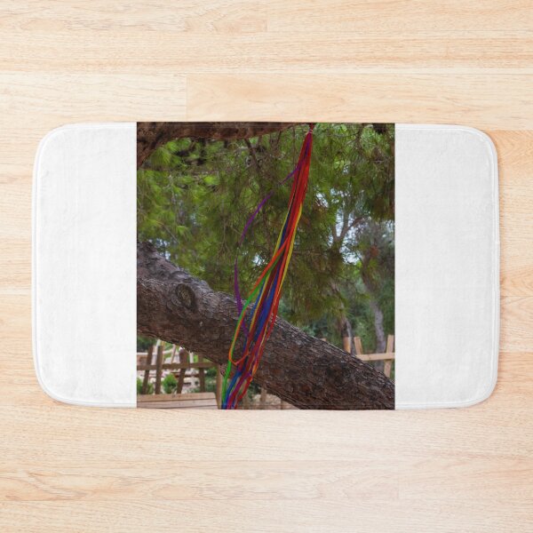 Item preview, Colorful Ribbons Hanging on Tree Branch in Serene Woodland Setting designed and sold by Nmallia.