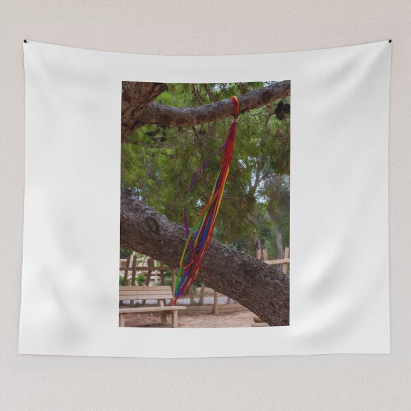 Item preview, Colorful Ribbons Hanging on Tree Branch in Serene Woodland Setting designed and sold by Nmallia.
