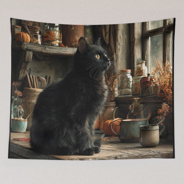 Item preview, Quiet Autumn Morning with a Black Cat designed and sold by Erika Kaisersot.