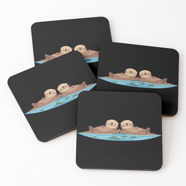 Item preview, Cute Sea Otters Holding Hands Kawaii Vector Badge designed and sold by ZUMERI.