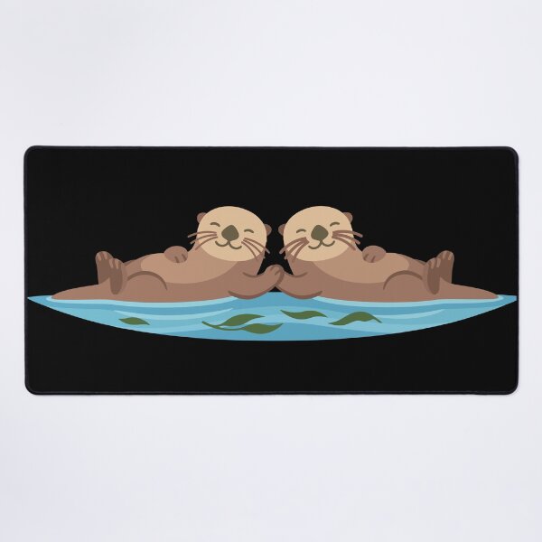 Item preview, Cute Sea Otters Holding Hands Kawaii Vector Badge designed and sold by ZUMERI.