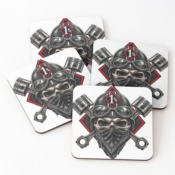 Item preview, Biker Skull Piston 1% – Motorcycle Road Warrior designed and sold by Legacy Apparel Co..
