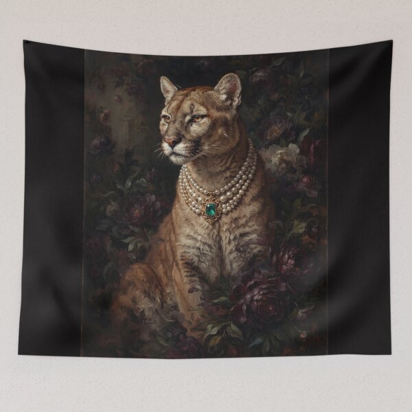 Item preview, Royal Cougar Emerald Pearl Necklace designed and sold by Real Beast Art.