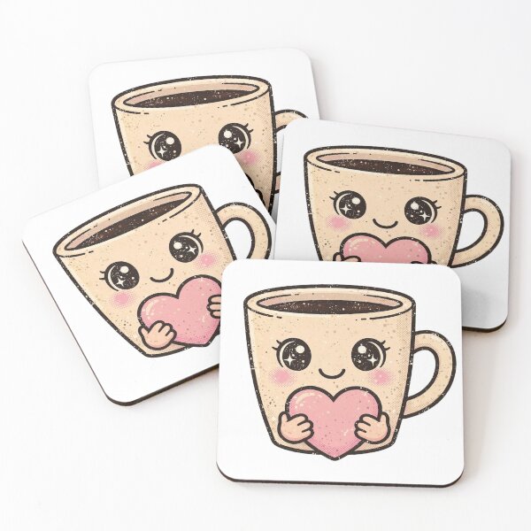 Item preview, Vintage Kawaii Coffee Cup Holding Heart - Pastel 90s Retro Cute Cartoon designed and sold by BlackAndBrown.