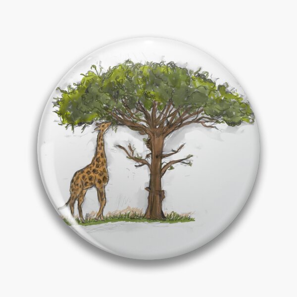 Item preview, Giraffe Eating Acacia Tree Leaves Savanna Wildlife Illustration designed and sold by hopenoli_art.