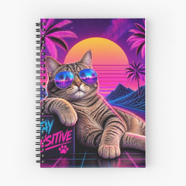 Item preview, Stay Pawsitive Retro Synthwave Cat - Funny Neon 80s Kitten designed and sold by SALVO180674.