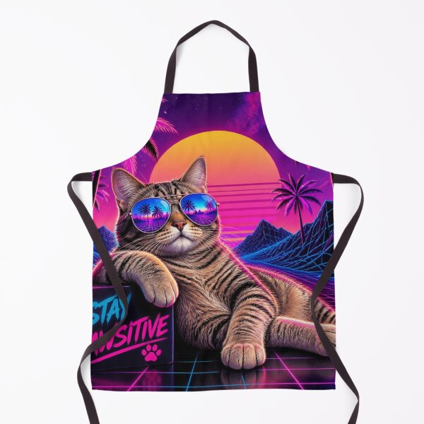 Item preview, Stay Pawsitive Retro Synthwave Cat - Funny Neon 80s Kitten designed and sold by SALVO180674.