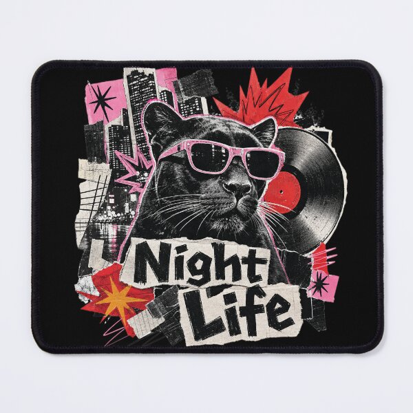 Item preview, Retro Night Life Vinyl Record Panther Mixed Media Art designed and sold by Modern Antique Atelier .