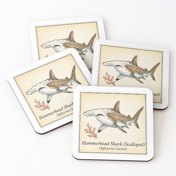Item preview, Scalloped Hammerhead Shark Vintage Watercolor Marine Illustration designed and sold by KenworksDigital.